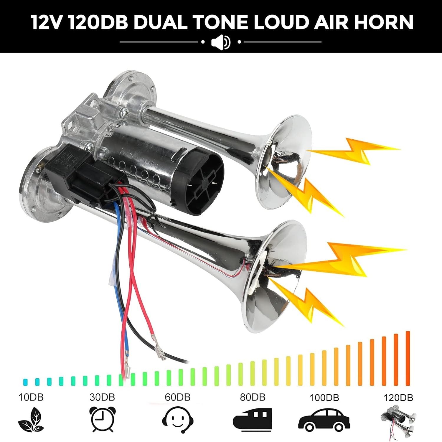 Air horn sounding blast projection schema chart