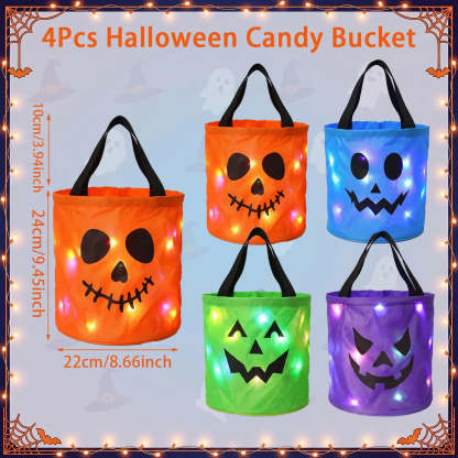 Light-Up Halloween Trick-or-Treat Bags – Reusable LED Candy Buckets