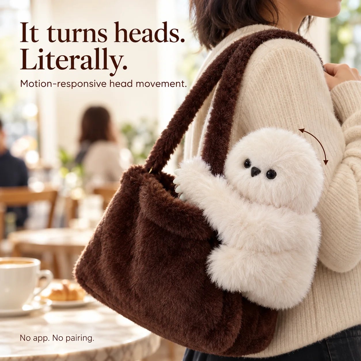 Mirumi plush companion with moving head