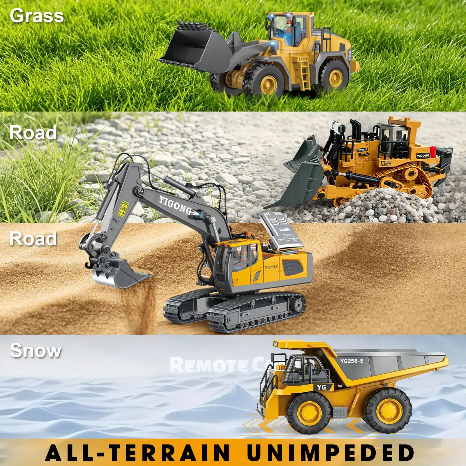 RC construction vehicles outdoor play