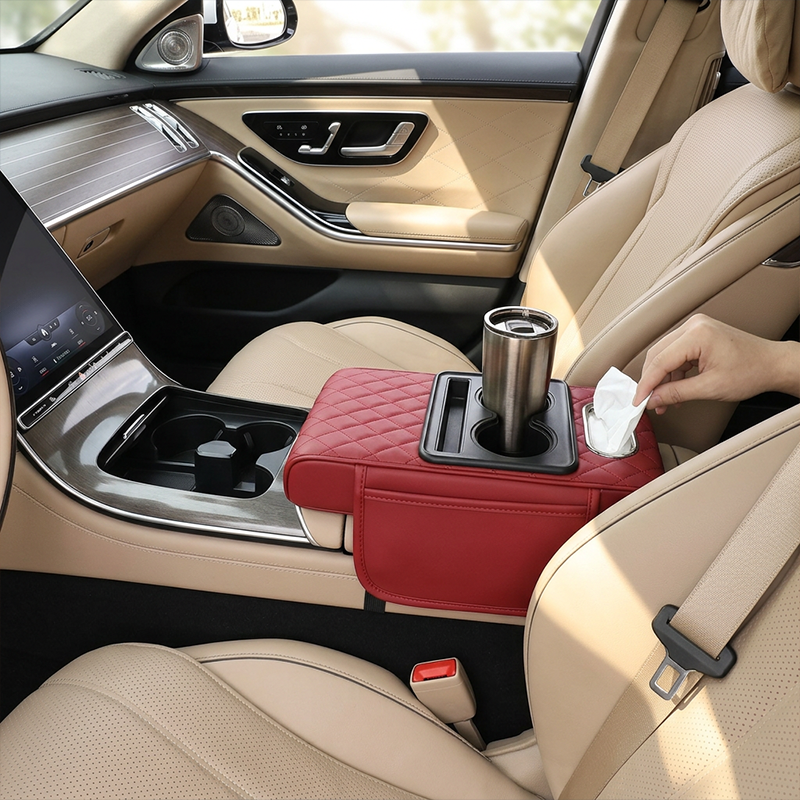 Multifunctional PU Leather Car Armrest Pad
