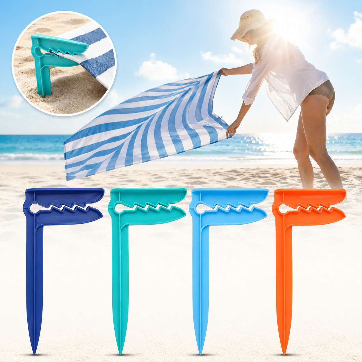 4PCS Portable Windproof Nylon Clothesline