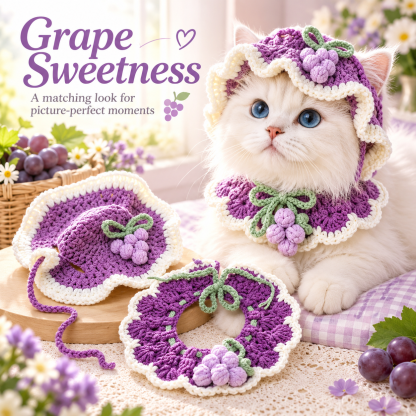 Handcrafted Crochet Pet Hat & Collar Set – Viral Cute Photo Costume Set