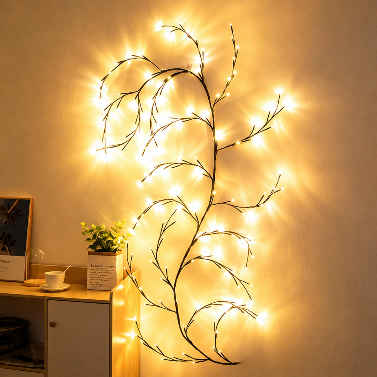 Flexible LED Vine Tree Light – Butterfly Flower Wall Decor Lamp