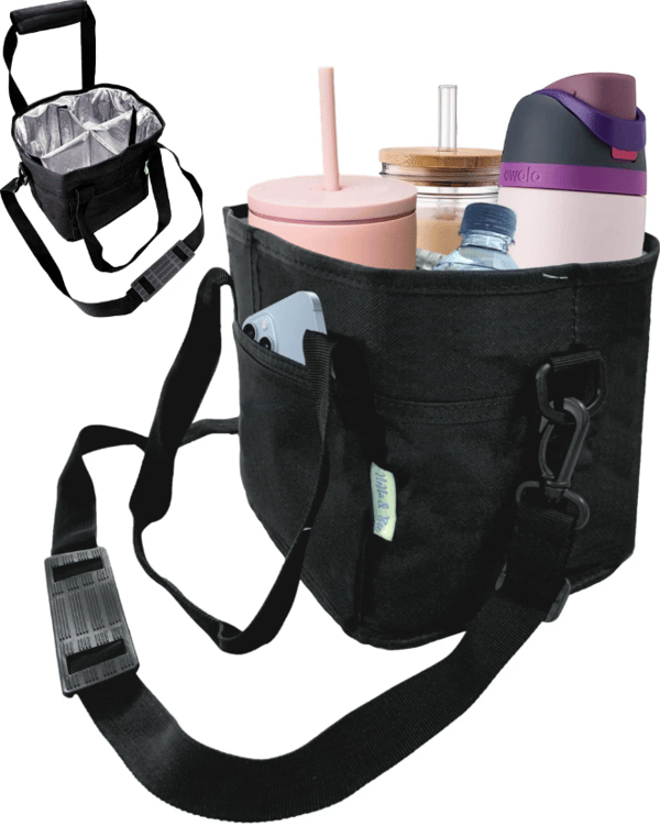 Family Size 4 Compartment Drink Bag, Multiple Tumbler Carrier Caddy