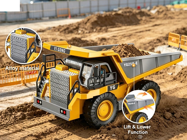 RC dump truck lift and lower bed