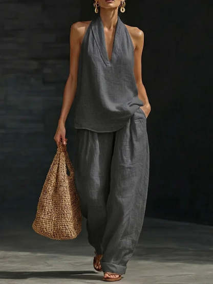 2026 Summer Boho Linen Two-Piece Set