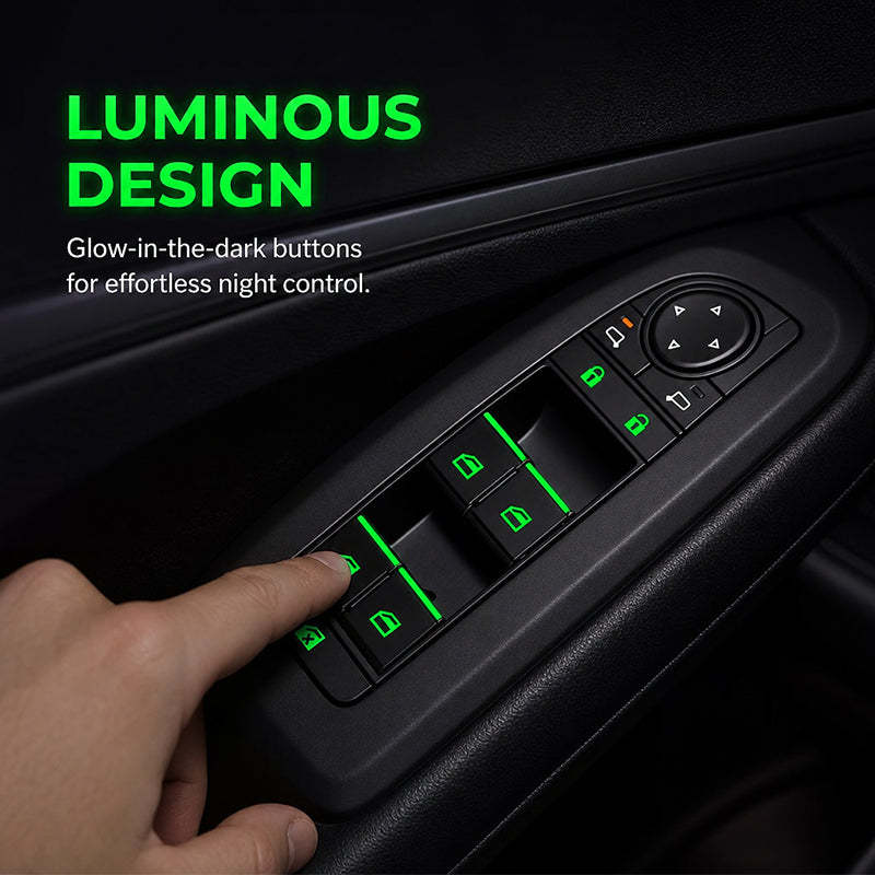 Car Window Lift Switch Luminous Stickers - Colorful Night Glow Warning Button Decal