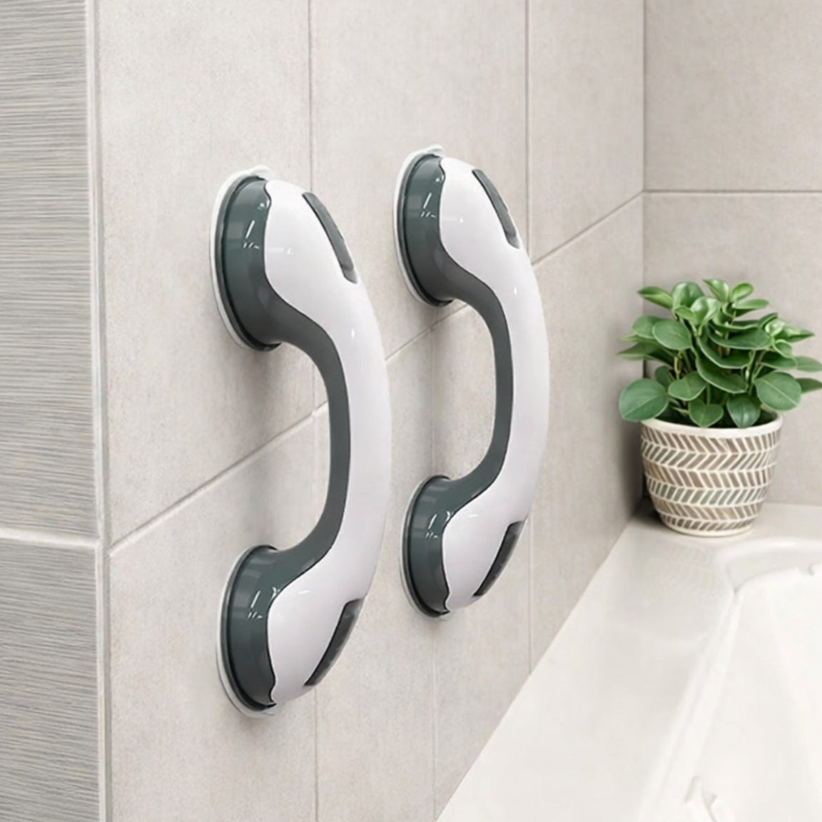 Shower Grab Bar – Strong Suction & No Drill Install | Bathroom Safety Handle For Shower Or Tub With Secure Grip On Smooth Surfaces