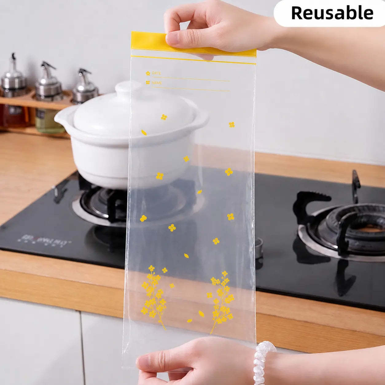 15-Pack Reusable Produce Storage Bags – Double-Seal Fridge Organizer Pouches