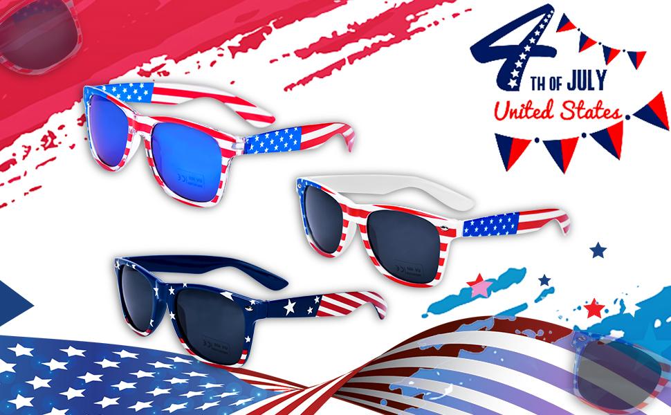 3 Pairs American Flag Sunglasses, 4th of July Decorations Frame Sunglasses for Women Men Teens, Patriotic Party Favors Supplies Independence Day Memorial Day Decorations 4th of July Accessories