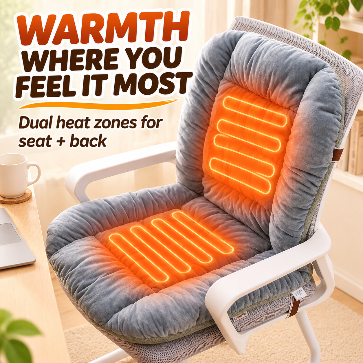 Dual heating zones on the seat and back