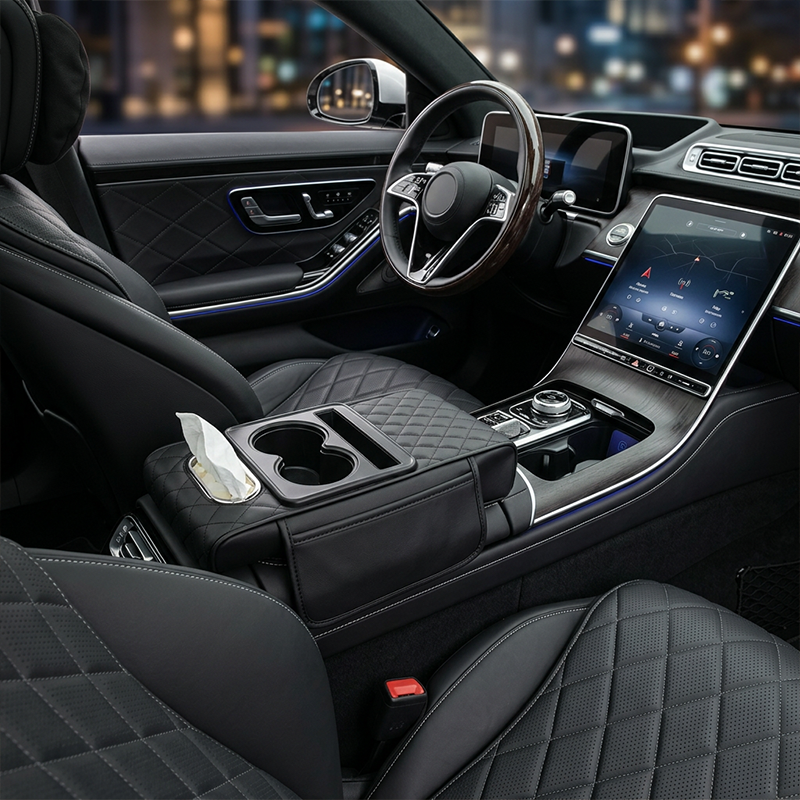 Multifunctional PU Leather Car Armrest Pad