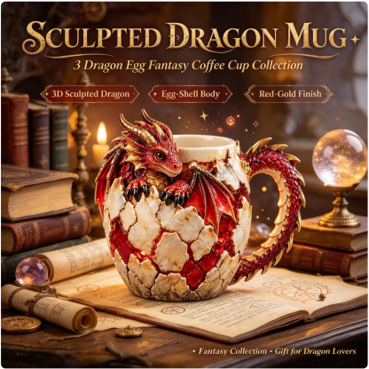 Dragon Egg Fantasy Sculpted Mug | 14oz Resin Coffee Cup for Dragon Lovers