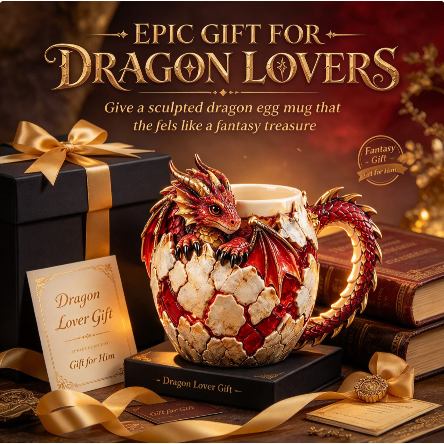 Dragon Egg Fantasy Sculpted Mug | 14oz Resin Coffee Cup for Dragon Lovers