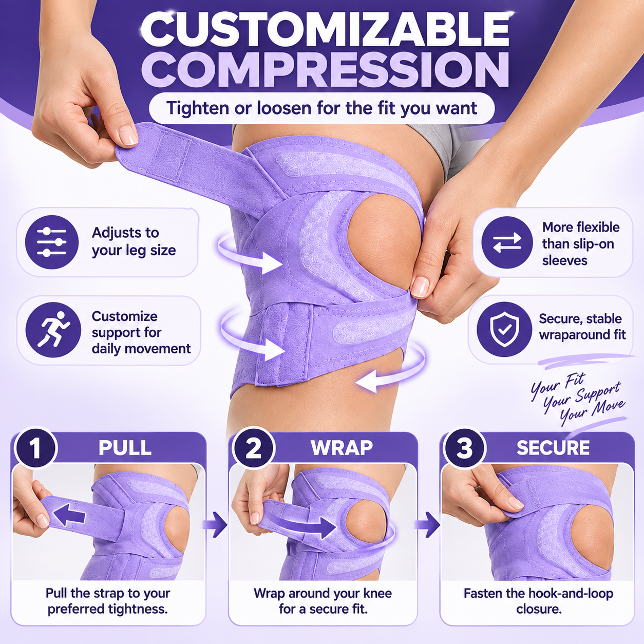 Adjustable Open-Patella Knee Support Brace – Flexible Stabilizers & Custom Compression
