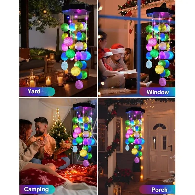 Solar-Powered Seashell Wind Chime Light