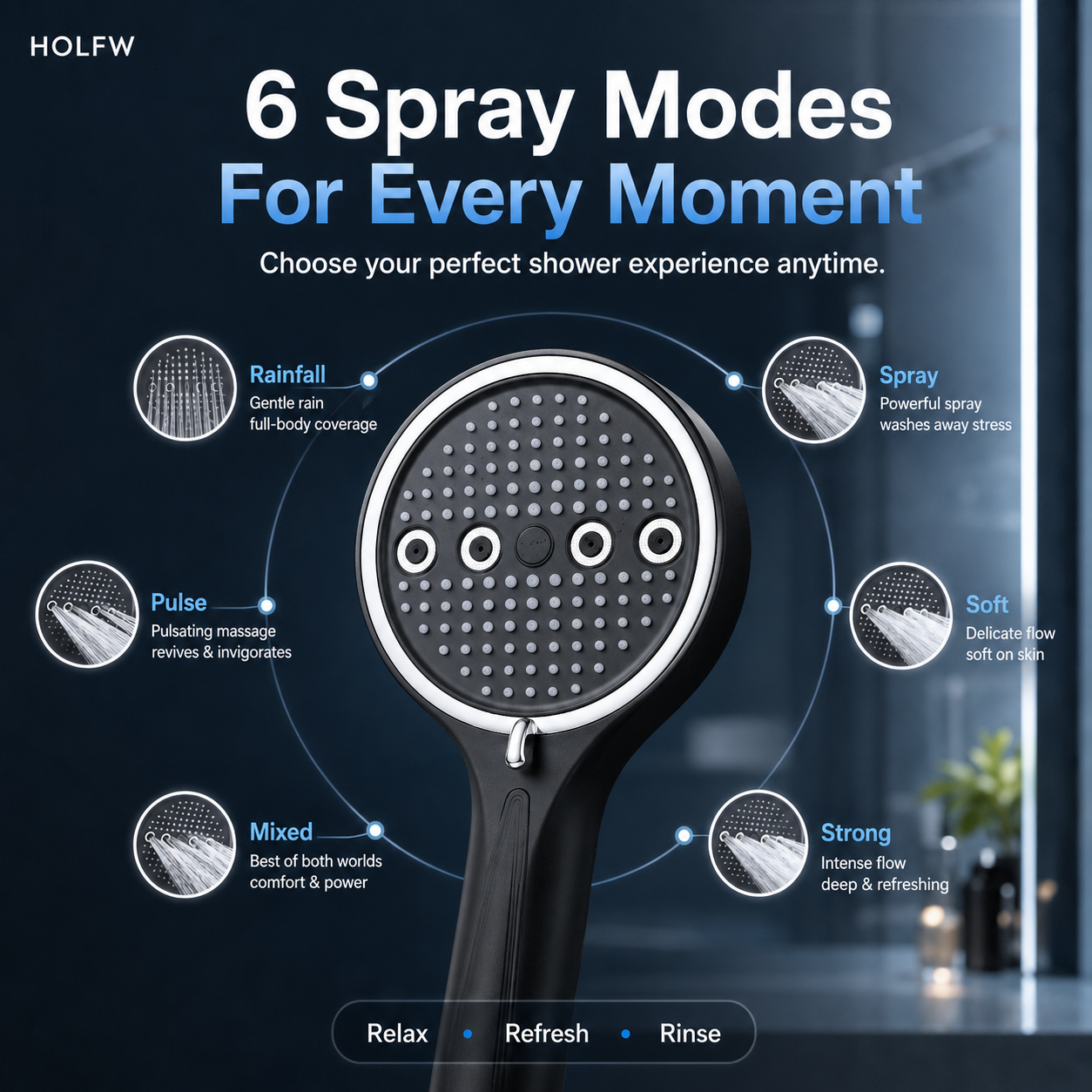6-Mode High-Pressure Handheld Shower Head – Spa-Like Comfort at Home