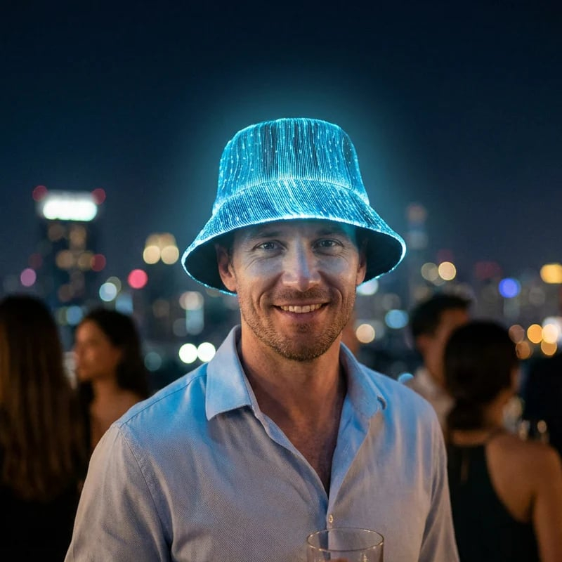 Glowing Fiber Optic Bucket Hat | Light Up the Night