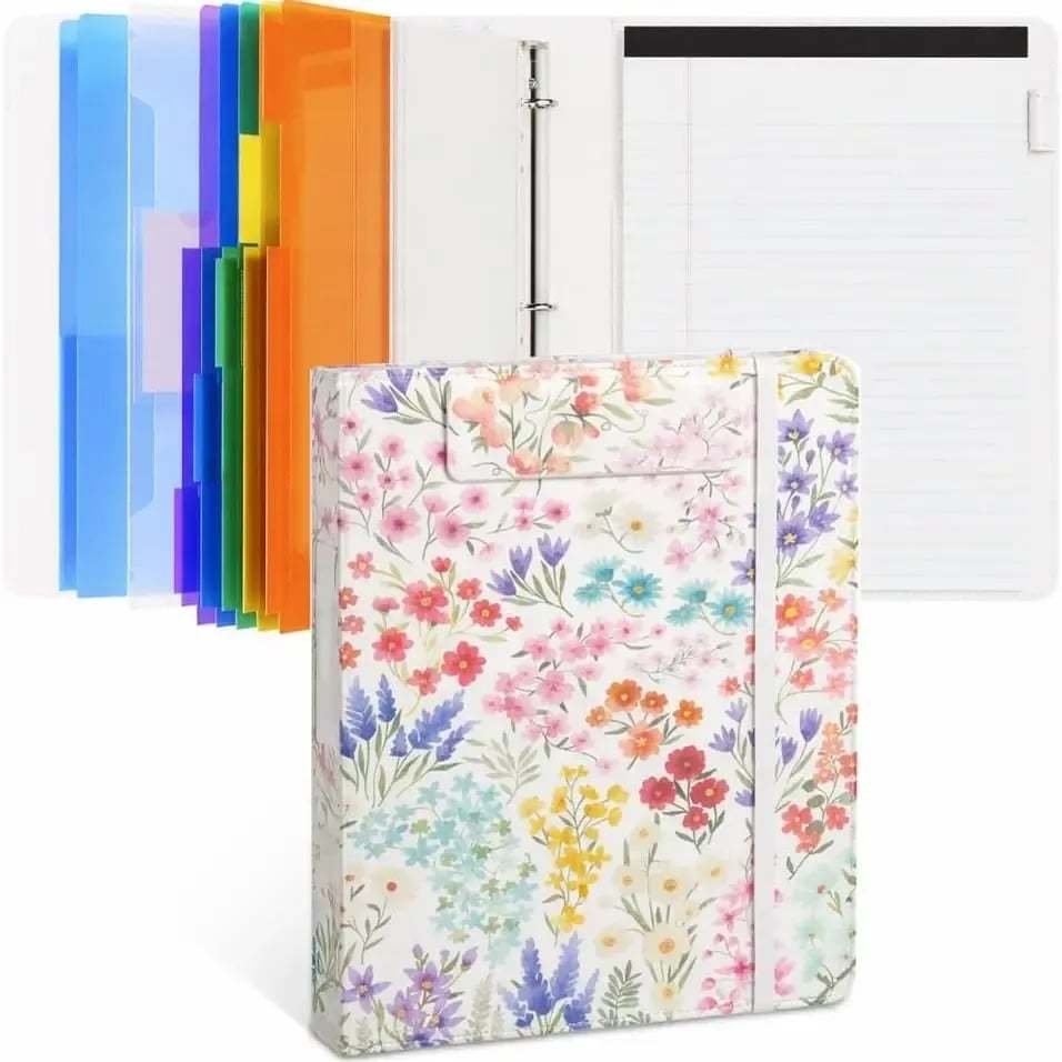 PU Leather Clipboard with Storage – 3-Ring Binder, Magnetic Clip, Removable Notepad & Expanding File