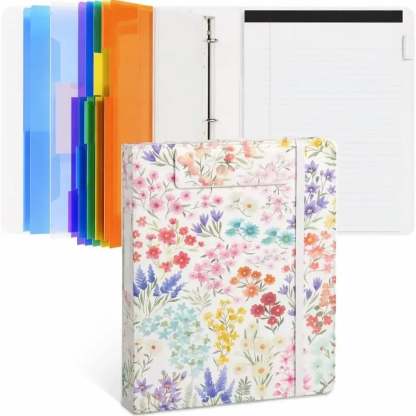 PU Leather Clipboard with Storage – 3-Ring Binder, Magnetic Clip, Removable Notepad & Expanding File