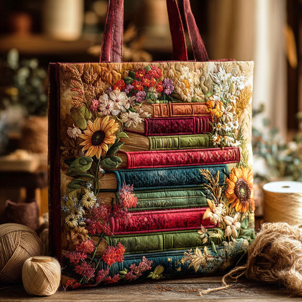 Quiet Pages Quilted Tote Bag