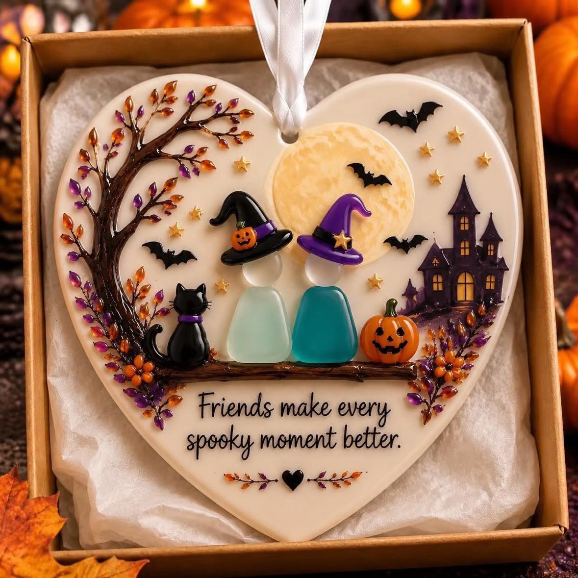Halloween Friendship Sea Glass Ornament