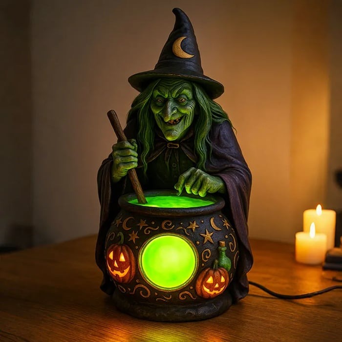 Halloween Witch Cauldron Lamp