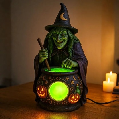 Halloween Witch Cauldron Lamp