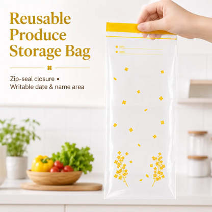 15-Pack Reusable Produce Storage Bags – Double-Seal Fridge Organizer Pouches