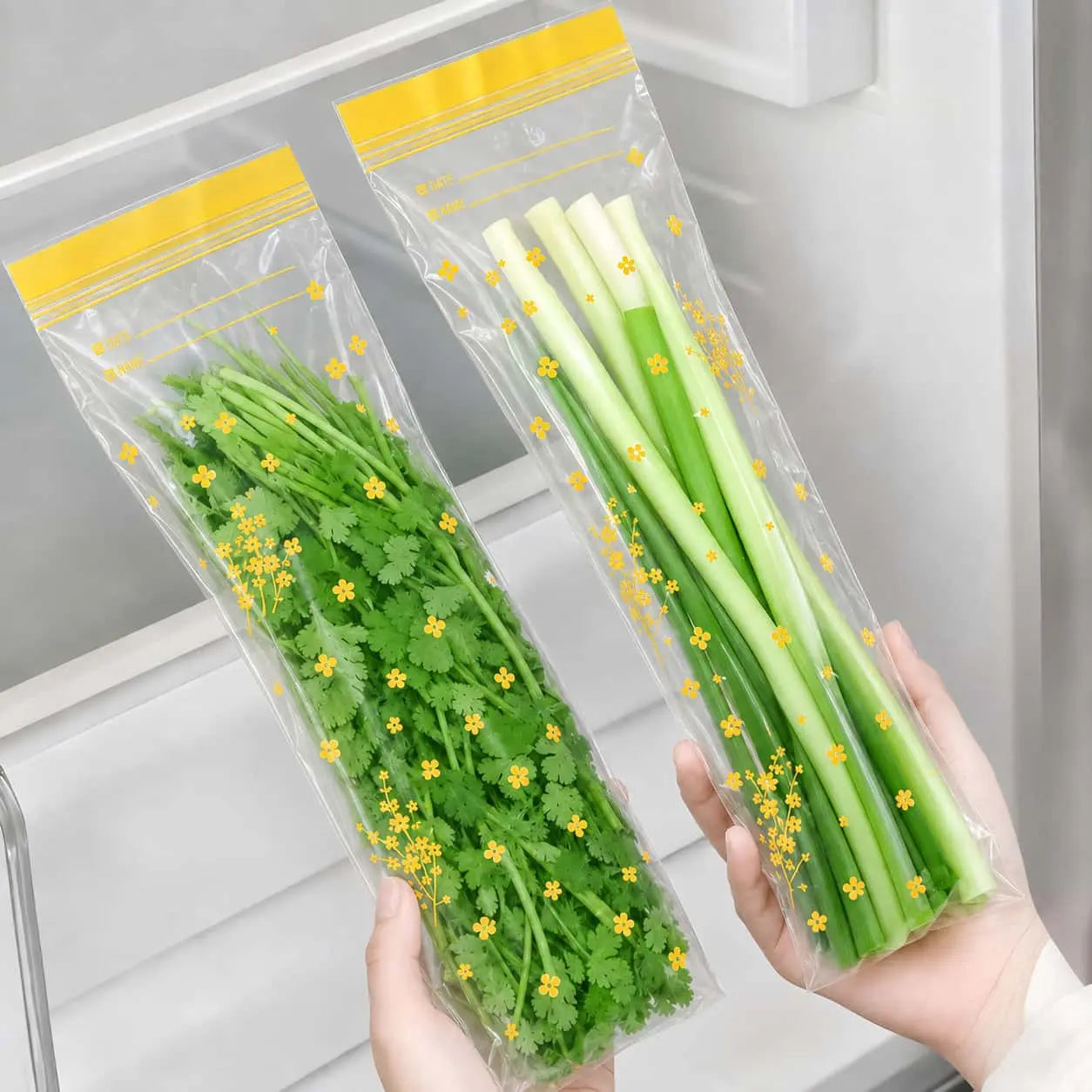 15-Pack Reusable Produce Storage Bags – Double-Seal Fridge Organizer Pouches