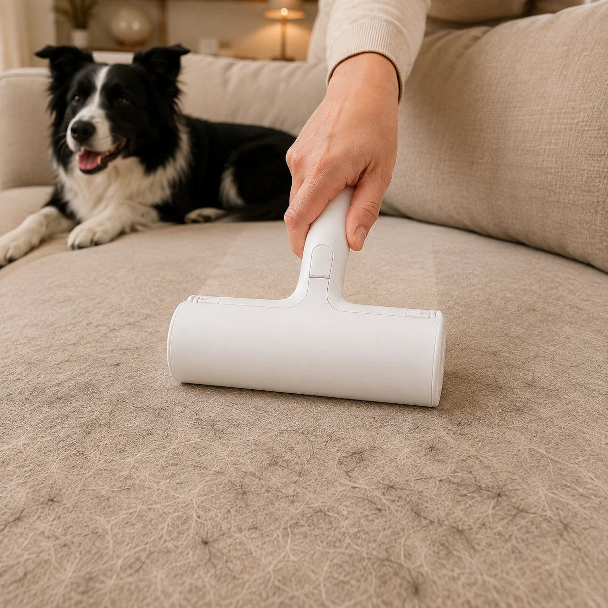 CleanRoll removing pet hair from fabric