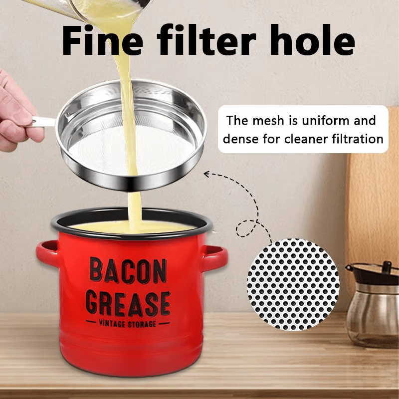 42 OZ Bacon Grease Container With Strainer And Food-Grade Silicone Spatula