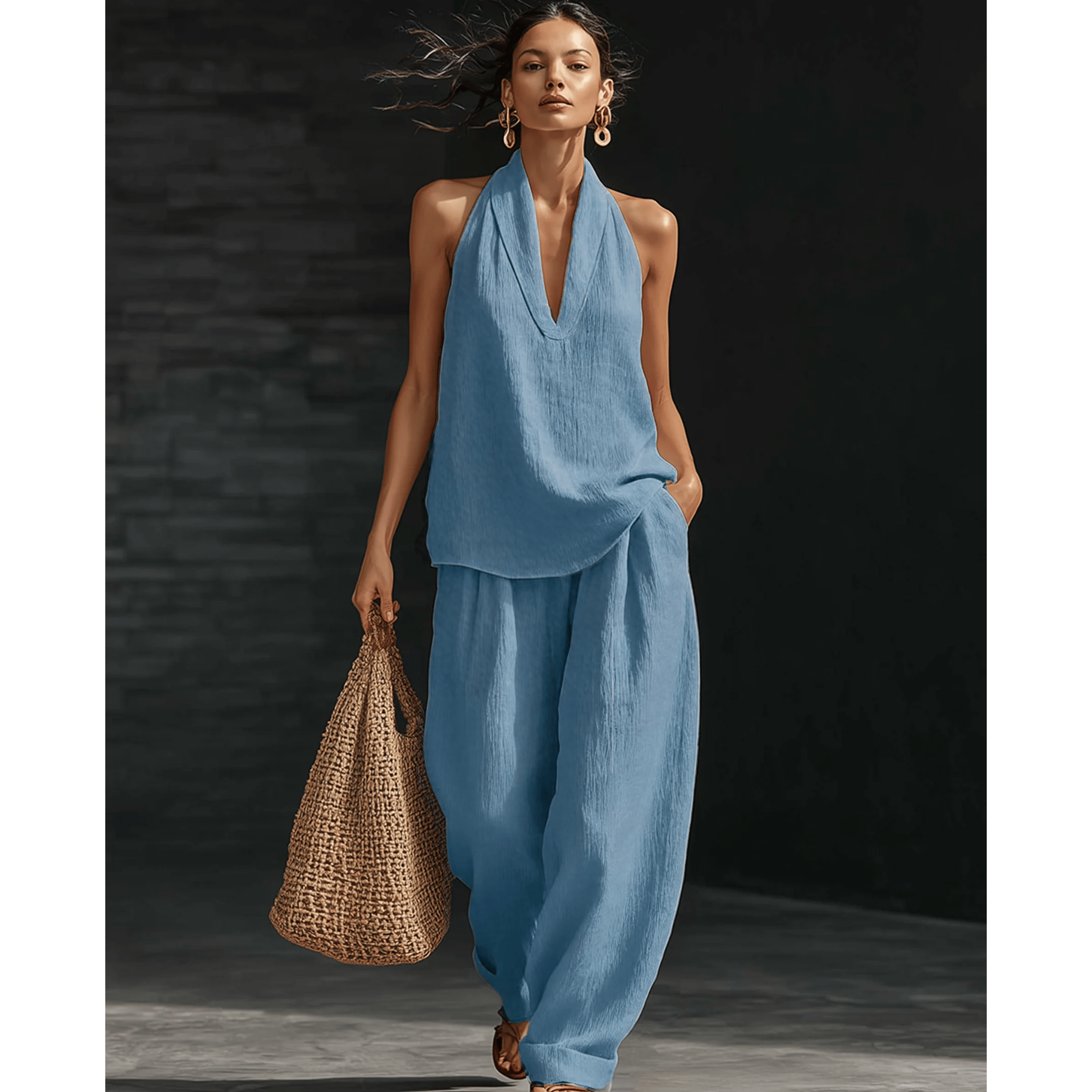 2026 Summer Boho Linen Two-Piece Set