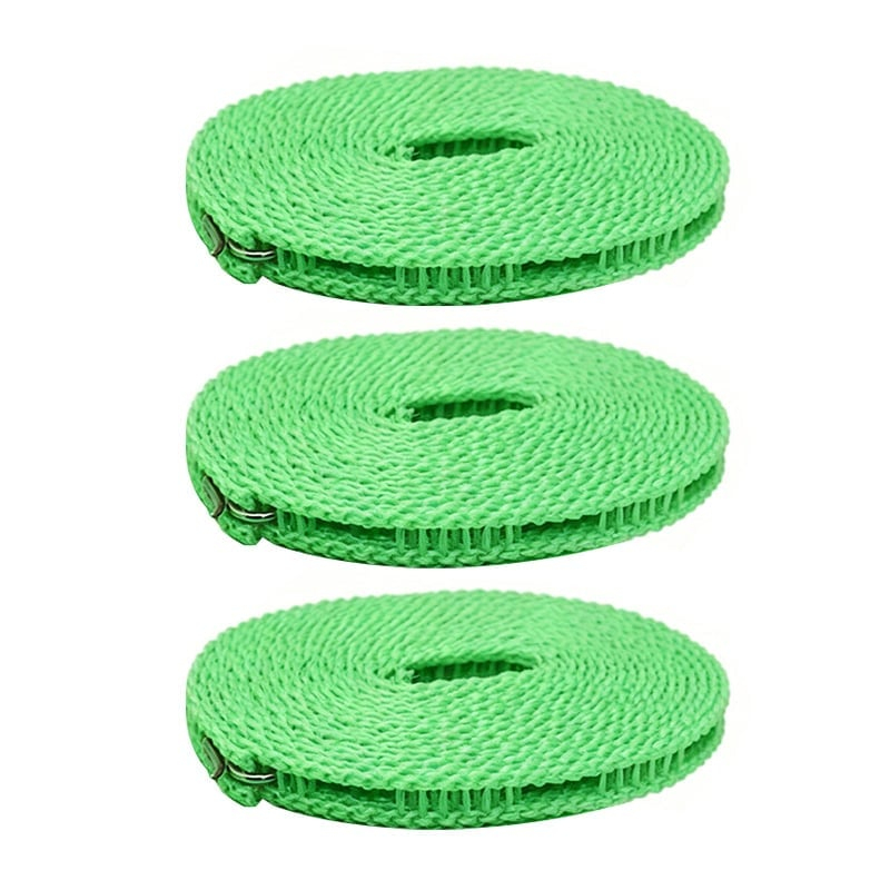 5M Windproof Anti-Slip Portable Clothesline with Hooks