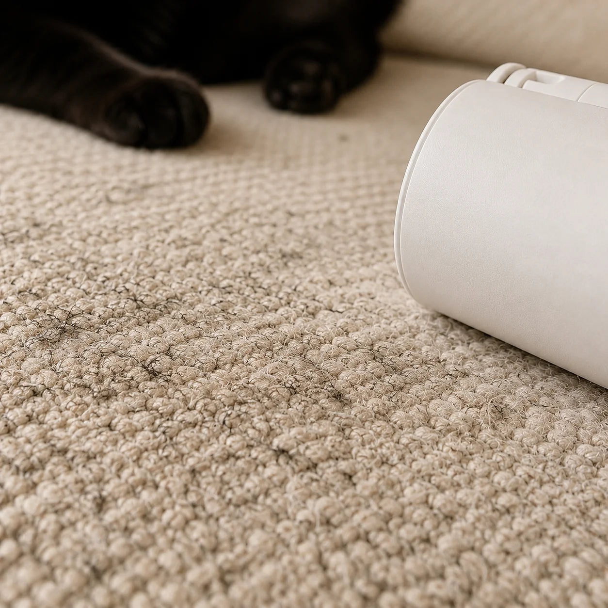Fine pet hair on textured fabric