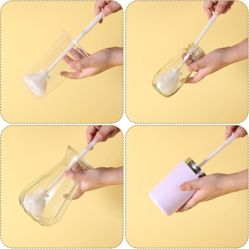 2-Pack 360° Silicone Bottle Cleaning Brush with Long Handle