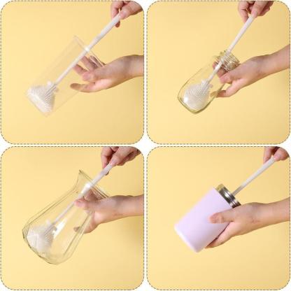 2-Pack 360° Silicone Bottle Cleaning Brush with Long Handle