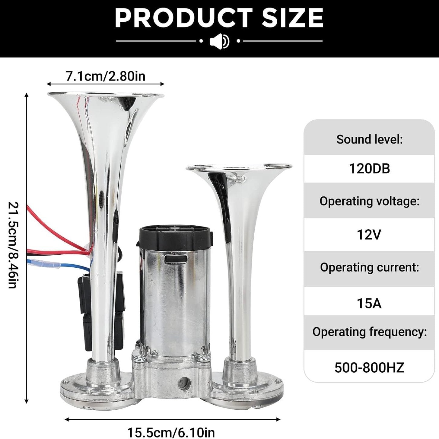 2026 Upgraded 150dB Super Loud 12V Dual Air Horn Kit