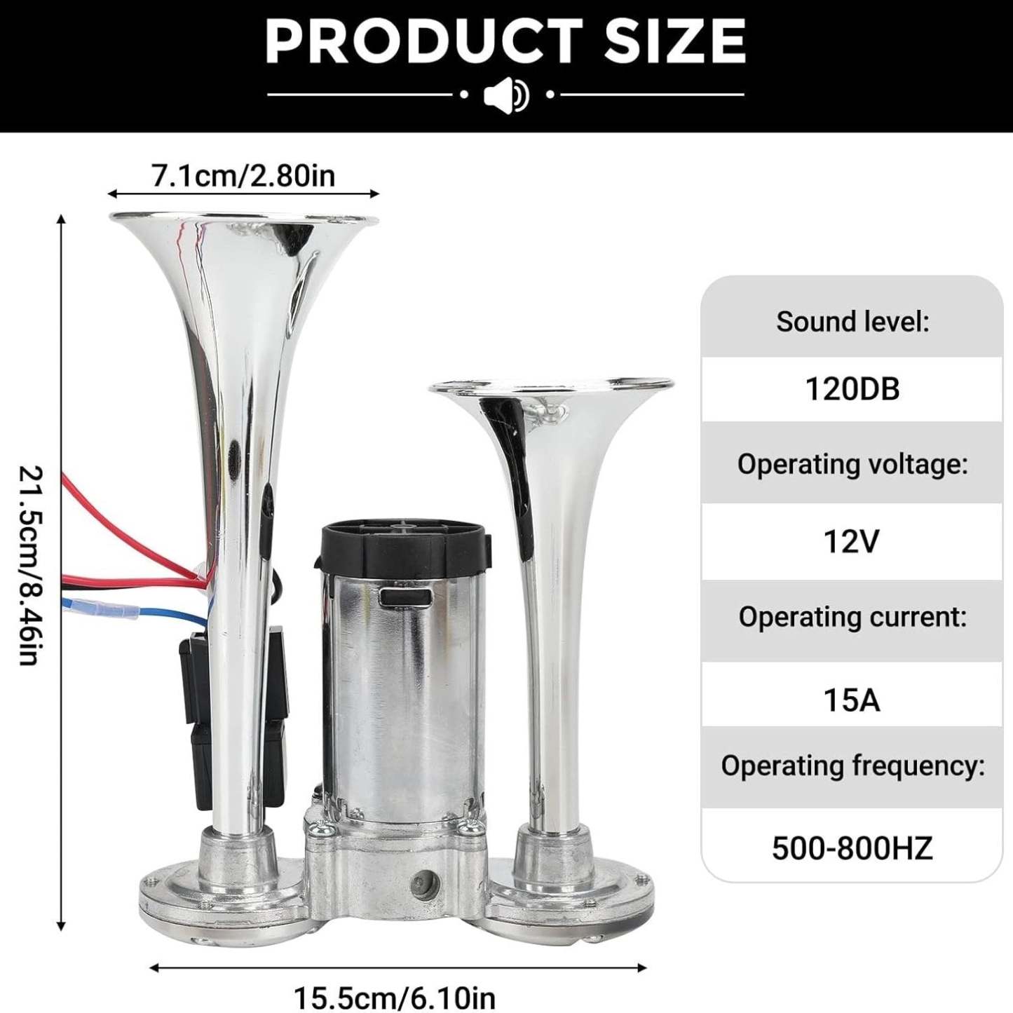 2026 Upgraded 150dB Super Loud 12V Dual Air Horn Kit