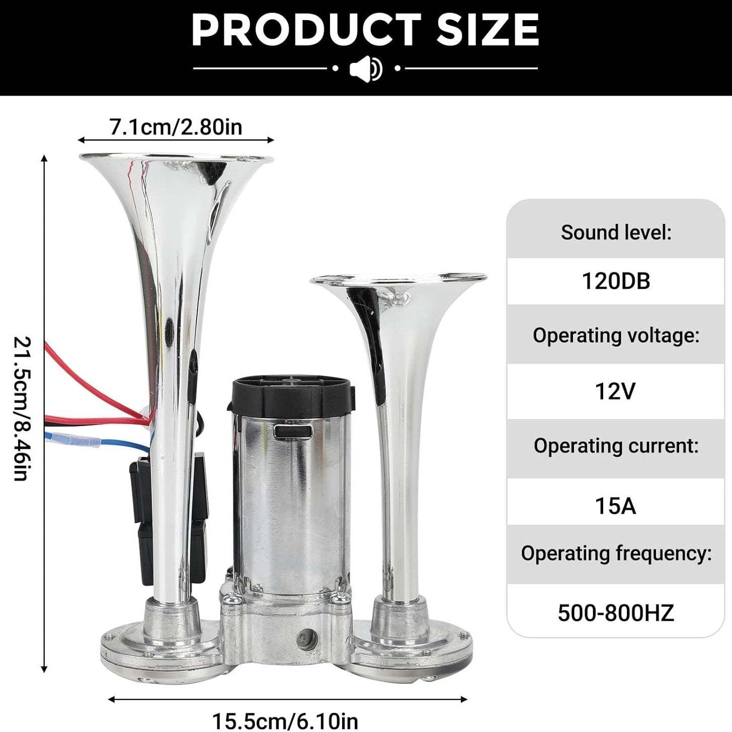 2026 Upgraded 150dB Super Loud 12V Dual Air Horn Kit