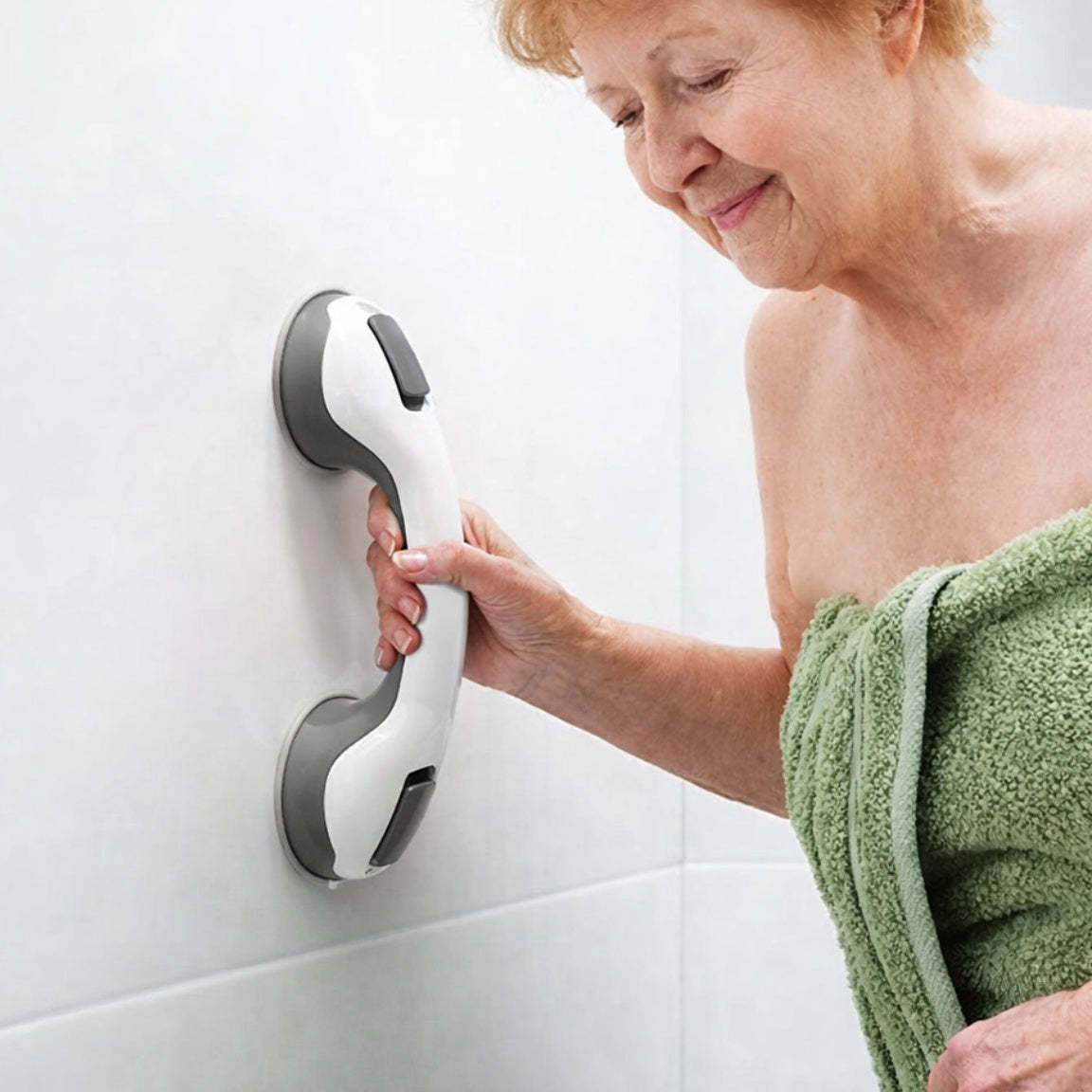 Shower Grab Bar – Strong Suction & No Drill Install | Bathroom Safety Handle For Shower Or Tub With Secure Grip On Smooth Surfaces