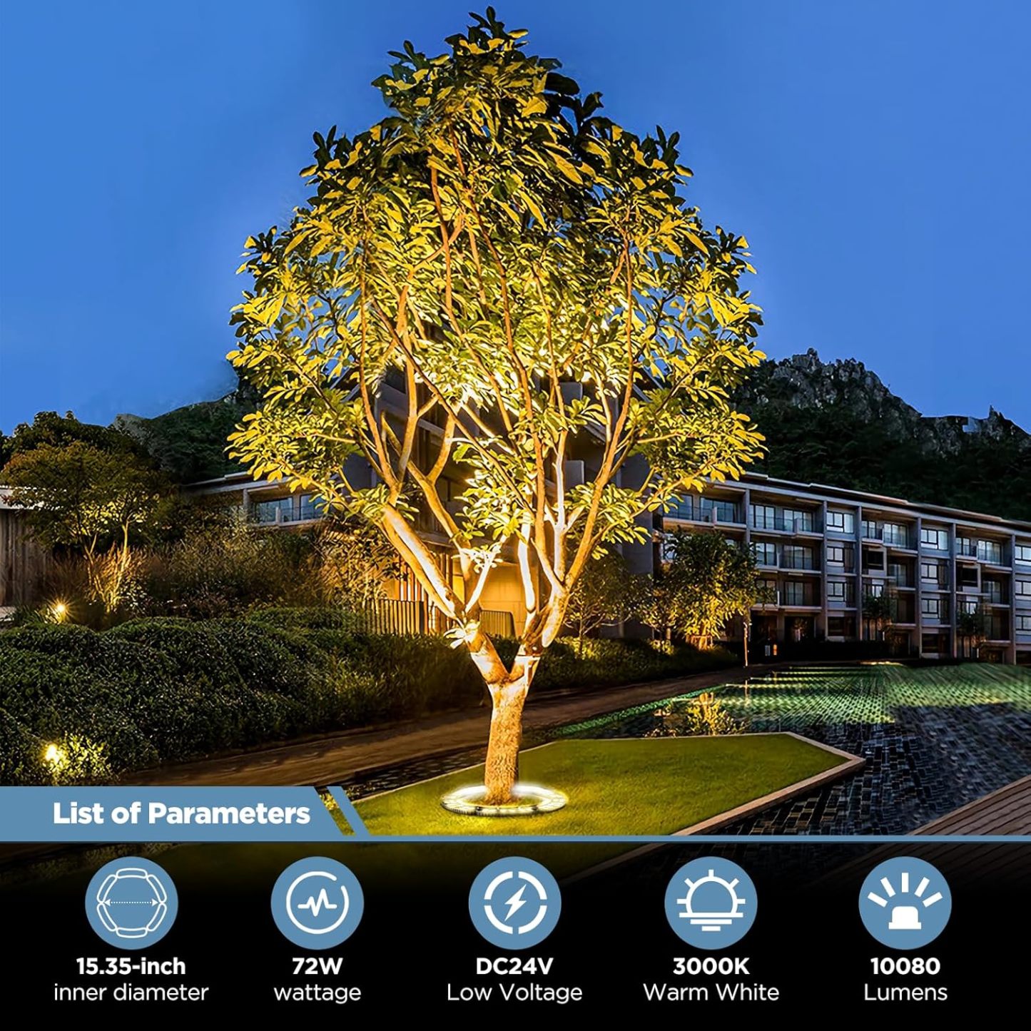 Warm White LED Outdoor Ring Tree Lights