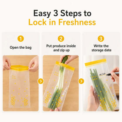15-Pack Reusable Produce Storage Bags – Double-Seal Fridge Organizer Pouches