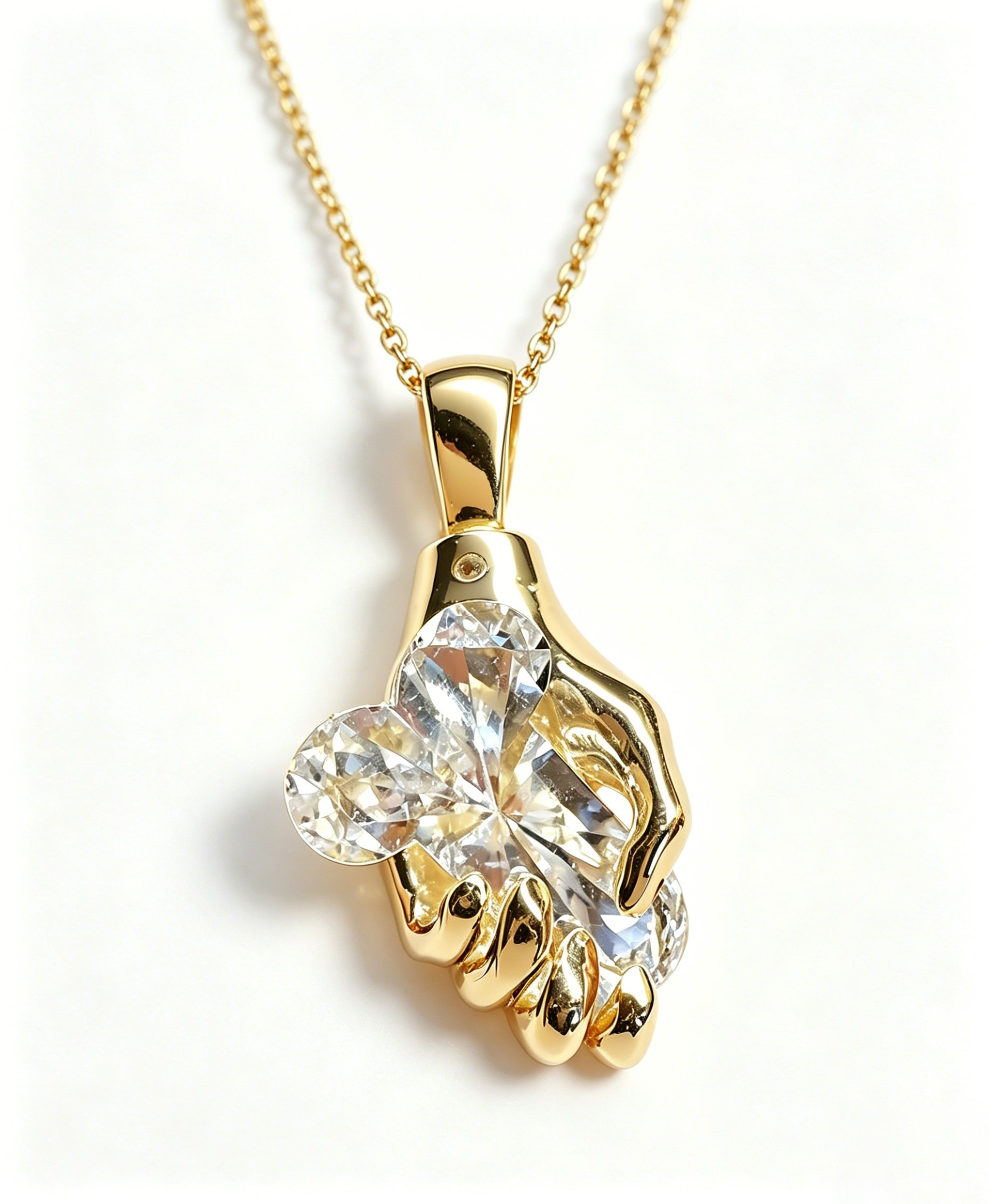The Hand of Fortune Diamond Pendant – 14K Gold / 925 Sterling Silver