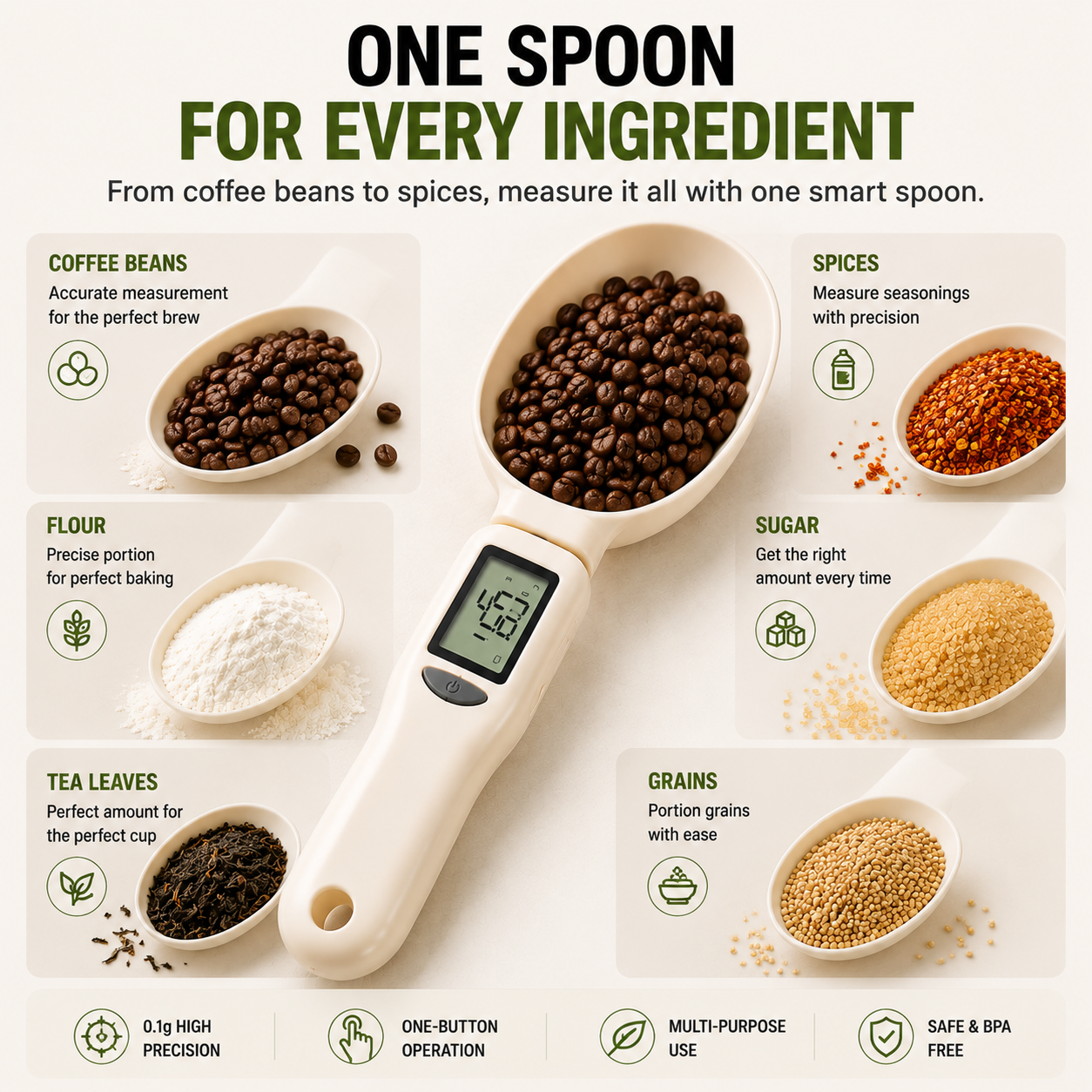 Smart Digital Measuring Spoon Scale – Precision Kitchen Weight Spoon for Baking, Cooking & Meal Prep
