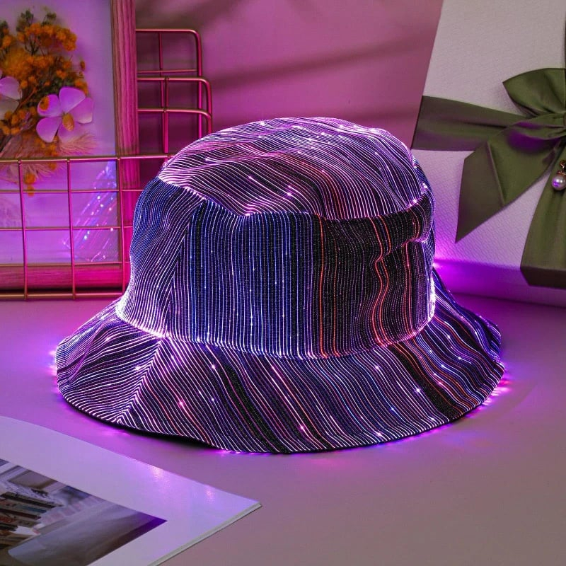Glowing Fiber Optic Bucket Hat | Light Up the Night