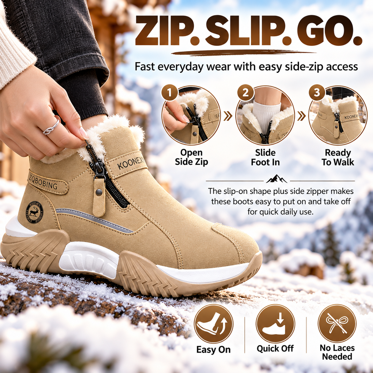 Warm Fleece Winter Snow Boots