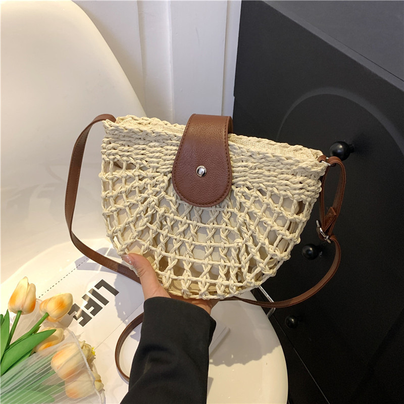 Women's Boho Semicircular Shape Hollow out Straw Bag