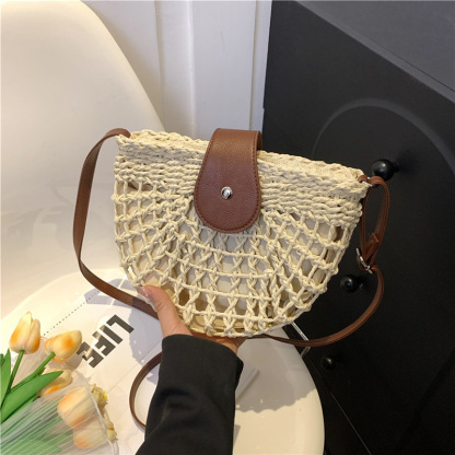 Women's Boho Semicircular Shape Hollow out Straw Bag